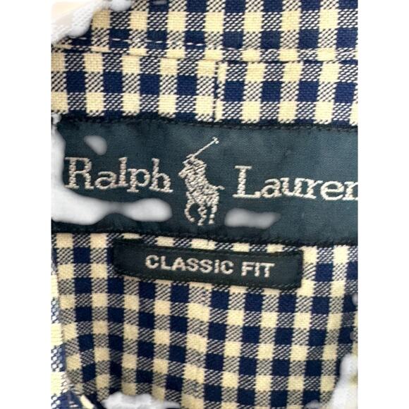 Ralph Lauren Blue Check Classic Fit Long Sleeve Button Down Shirt Men's Large - Picture 6 of 7